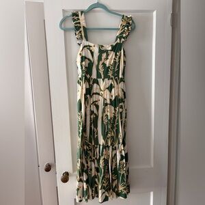 Crosby by Mollie Burch Green and Cream Floral Midi Dress